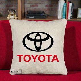 Perna Personalizata cu emblema Toyota, 40x40 cm, Bej Canapea, Husa Detasabila, Perna Inclusa, BEKZ®