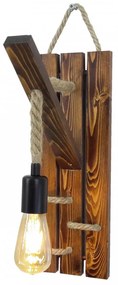 Aplica de Perete din Lemn, Soclu E27, Max. 60W, Culoare Nuc
