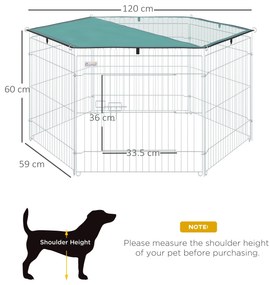 PawHut Țarc Modular Animale Ușă Acces Acoperiș Impermeabil Pliabil, Φ120x60 cm | Aosom Romania