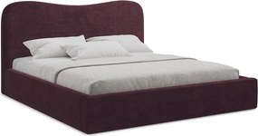 Pat matrimonial violet tapițat cu spațiu de depozitare cu somieră 180x200 cm Kahai – Makamii