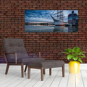 Tablou cu barcă cu pânze (120x50 cm)