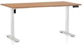 Masa inaltime reglabila OfficeTech B, 160 x 80 cm, bază albă, fag