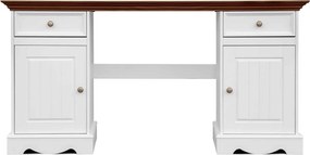 Birou lemn masiv nuc Linea Alb-, 155 × 54 × 77 cm