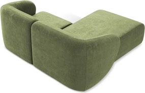 Colțar verde cu tapițerie din chenille (cu colț pe partea stângă/cu șezlong) Lani – Makamii