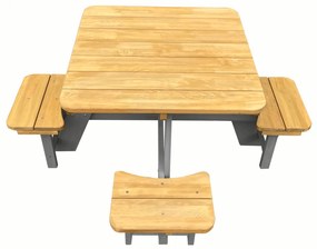 Set mobilier de grădină pentru copii, realizat din lemn, maro / gri, PIKIO