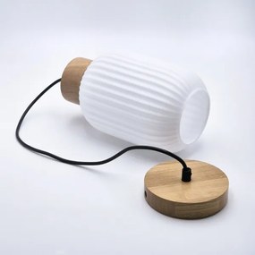 Lustră pe cablu HARMA 1xE27/15W/230V d. 14 cm alb/stejar