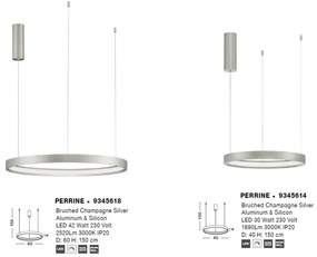 Lustra LED suspendata design modern circular PERRINE D-40cm argintie