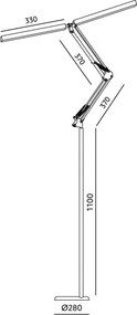 Brilagi - Lampadar flexibil VARIO LED dimabil/14W/5V 157 cm negru