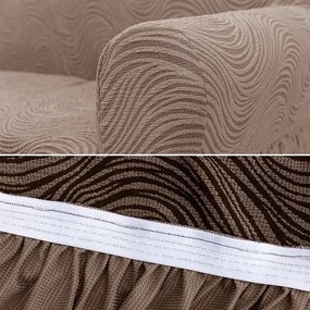 Set 2 Huse elastice pentru fotolii, cu volanas si model Jacquard Cappuccino in dungi