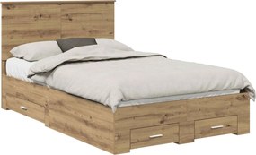 vidaXL Cadru de pat Stejar Artizanal 120 x 190 cm Lemn compozit