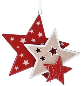 Decoratiune Trio Star din lemn 13 cm