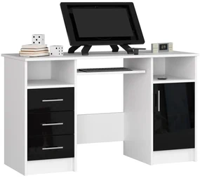 Masă PC Aziza (Alb + negru lucios). 1068709