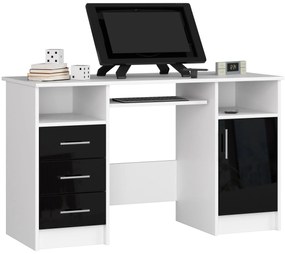Masă PC Aziza (Alb + negru lucios). 1068709