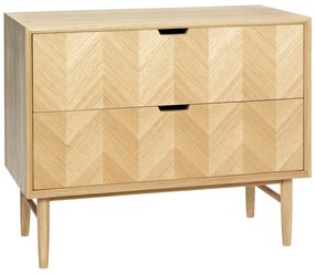 Comodă din lemn de stejar cu 2 sertare Hübsch Herringbone, natural