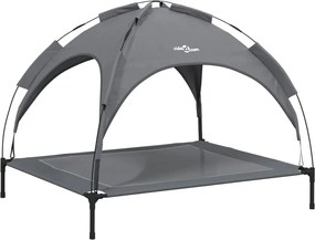 vidaXL Pat de câini cu baldachin, antracit, țesătură Oxford și oțel