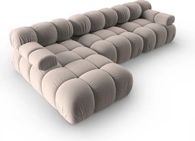 Coltar modular stanga 4 locuri, Bellis, Micadoni Home, BL, 282x155x70 cm, catifea, bej