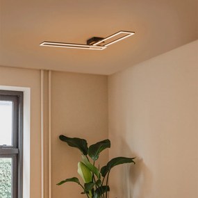 Plafoniera alungită neagră cu dimmer în 3 trepte - Plazas Novo