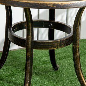 Outsunny Măsuță laterală grădină, masă de grădină rezistentă la intemperii cu cadru din aluminiu turnat, rotundă 60kg Ø60x52,5H cm | Aosom Romania