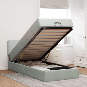 vidaXL Cadru de pat otoman cu saltea Gri deschis 90x200cm catifea