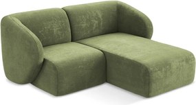 Colțar verde cu tapițerie din chenille (cu colț pe partea dreaptă/cu șezlong) Lani – Makamii