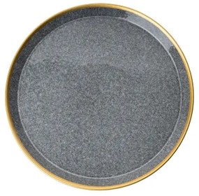 Set de masă 16 piese antracit/auriu/porțelan