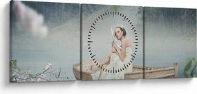 Tablou - Femeia pe barcă (cu ceas) (90x30 cm)