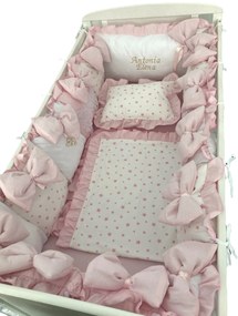 Lenjeria cu aparatori din 13 pernute Roz baby LUX by Deseda