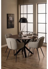 Scaun de sufragerie bej cu cotiere tapițat Dora – Actona