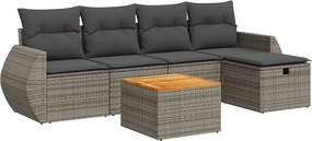 vidaXL Set mobilier grădină cu perne, 6 piese, gri, poliratan