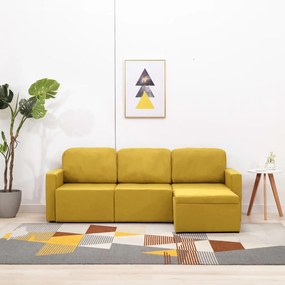 288789 vidaXL Canapea extensibilă modulară cu 3 locuri galben material textil