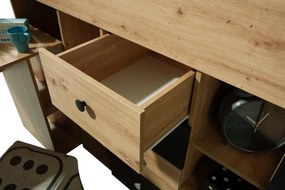 Pat pentru copii combinat 90 cm Sami 3 (Stejar artisan + negru mat + mânere albe) (S). 1085816