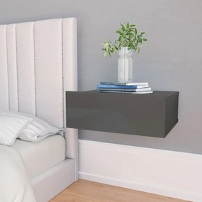 800322 vidaXL Noptieră suspendată, gri extralucios, 40x30x15 cm, PAL