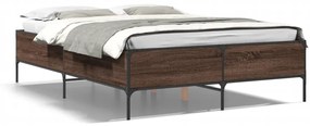 3279811 vidaXL Cadru de pat, stejar maro, 140x190 cm, lemn prelucrat și metal