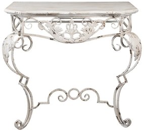 Consola metalica, cu blat din lemn, aspect vintage, Bellavie