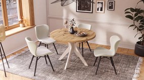 MAZZONI EXPORT ALTEA Bej (țesătură Rio 40) / picioare negre – SCAUN MODERN PENTRU LIVING / SUFRAGERIE / BUCĂTĂRIE / BIROU