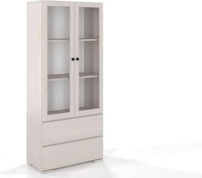 Vitrină lemn masiv TerraCraft Pin 2 Sertare, 80 × 38 × 182 cm - Natural