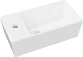 vidaXL Chiuvetă de baie, alb, 48x25x15 cm, ceramică