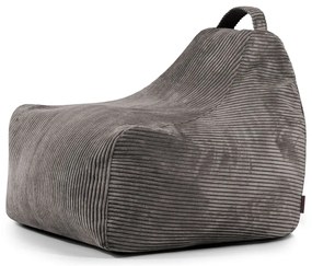 Fotoliu puf pentru copii gri închis cu tapițerie din catifea reiată Game Amuse – SLOWDOWN