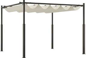 Outsunny Pergolă Pavilion cu Acoperiș Retractabil Rezistent la Apă, Culoare, 298x298x230 cm, Alb Crem | Aosom Romania