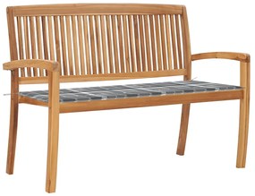 vidaXL Bancă de grădină stivuibilă cu pernă, 128,5 cm, lemn masiv tec