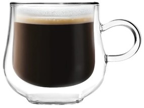 Set 2 căni din sticlă dublă Vialli Design, 250 ml