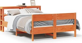 vidaXL Cadru pat fără saltea, maro ceruit, 135x190 cm, lemn masiv pin