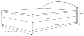 Pat matrimonial Boxspring 140 cm Orlando Comfort (Motiv + maro deschis) (cu saltea și sp. depozitare). 1056252
