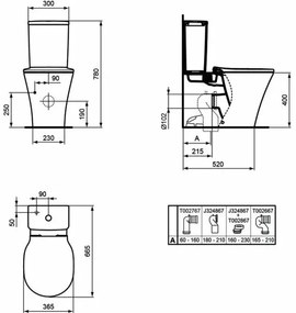 Vas wc pe pardoseala BTW Ideal Standard Connect Air AquaBlade pentru rezervor asezat