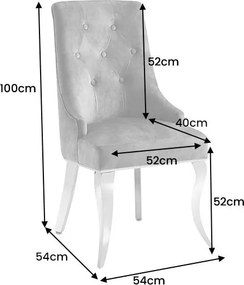 Set 2 scaune Modern Barock, argintiu/ catifea neagra