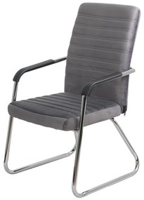 Scaun vizitator gri OFF 833V din catifea si cadru cromat