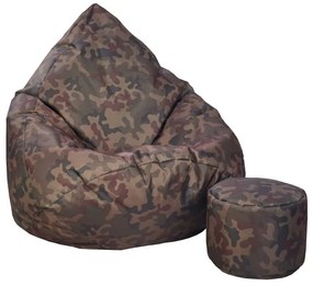 ShopJK Fotoliu puf cu suport pentru picioare țesătură army
