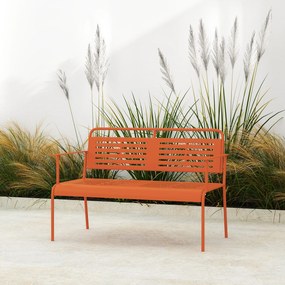 Outsunny Bancă de grădină pentru 2 persoane, bancă exterioară din oțel cu brate și spătar, pentru balcon, 121 x 64 x 84 cm, roșu | Aosom Romania