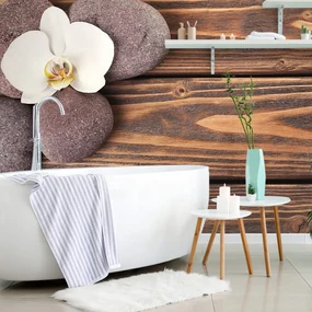 Fototapet pietre wellness pe lemn