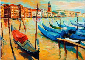 Tablou pe sticlă - Port în Veneția (70x50 cm)
